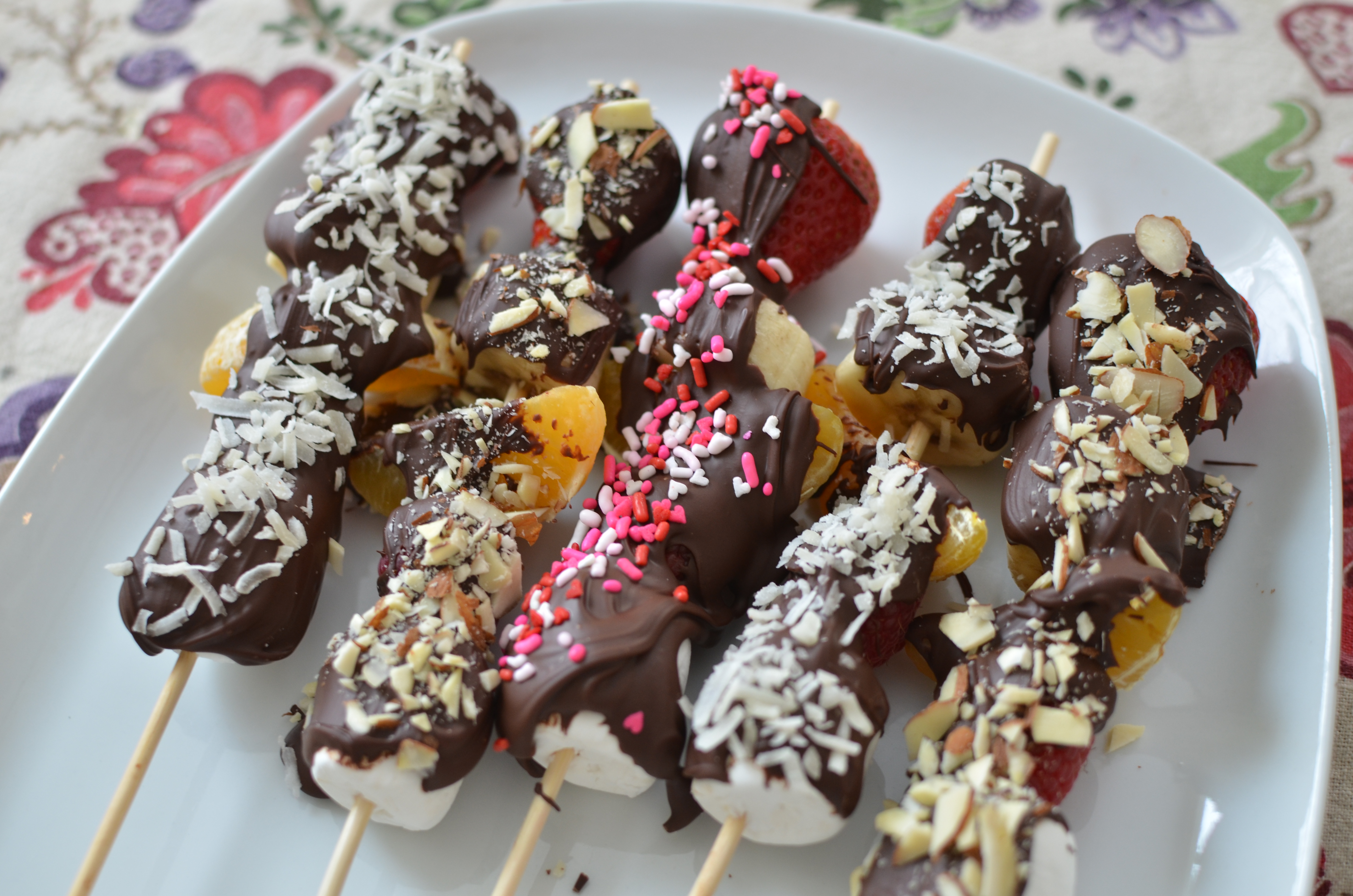 Chocolate Covered Fruit Kebabs