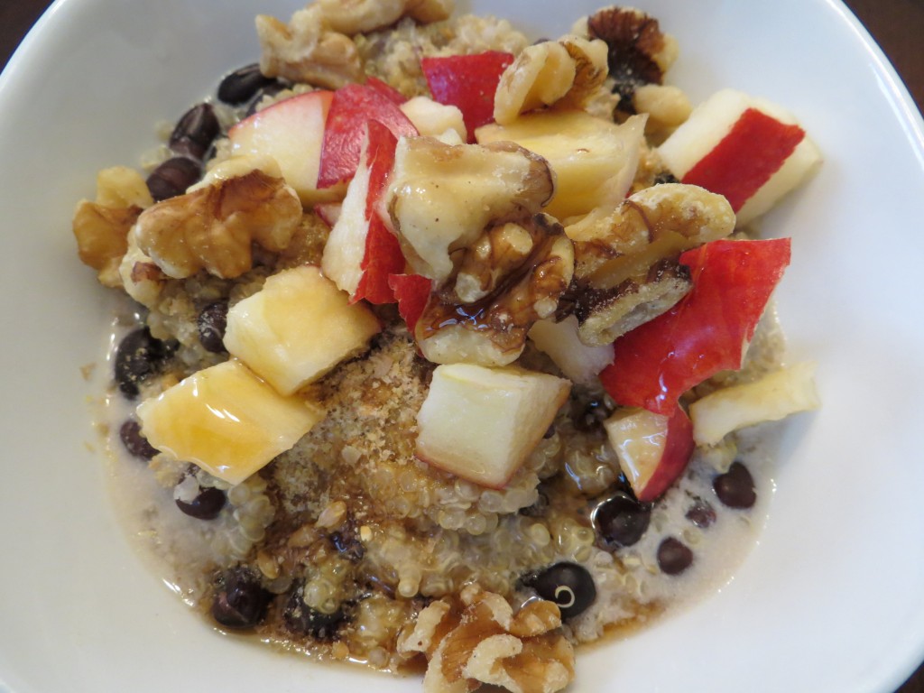 Breakfast quinoa and adzuki beans.