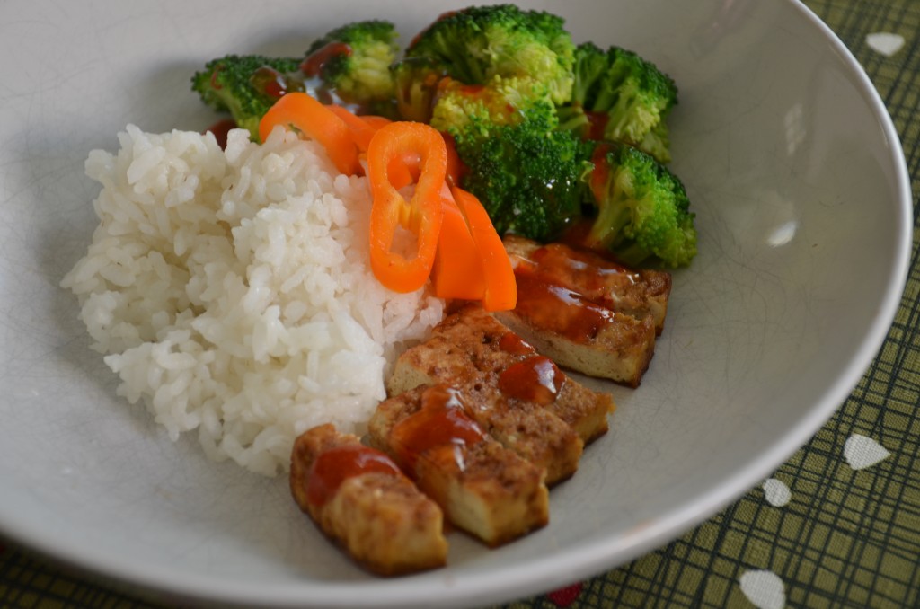 Baked tofu and rice