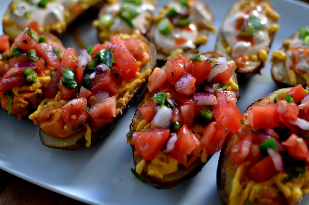 Hummus and pico potatoes